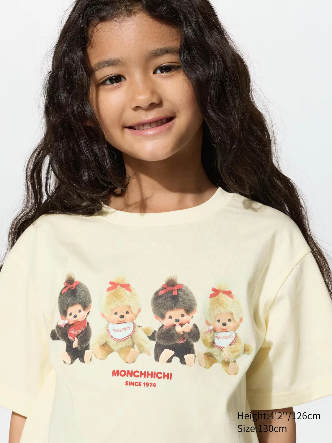 Футболка Uniqlo Monchhichi UT, с коротким рукавом и графическим принтом, кремовый