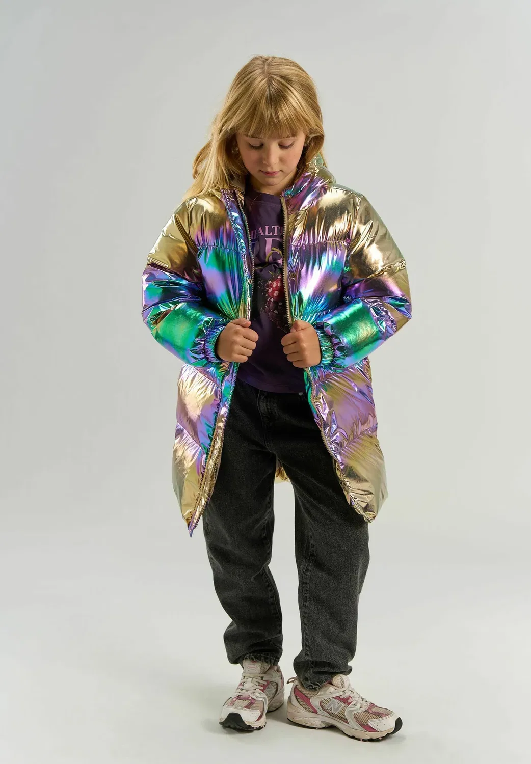 Длинная пуховая куртка Tnunicca - зимнее пальто The New, Metallic Multicolor
