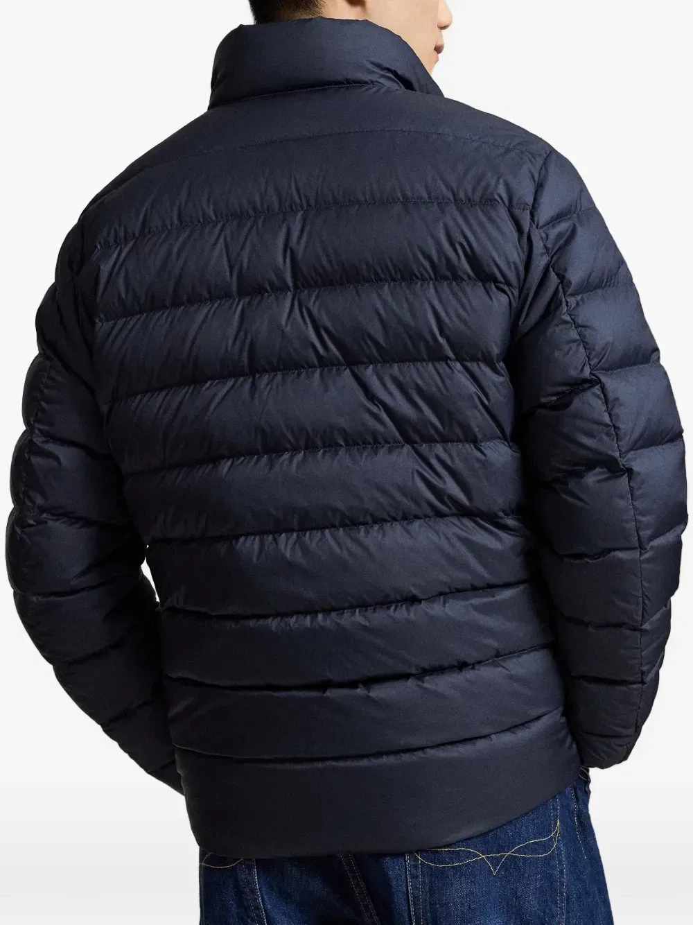 Стеганый пуховик с высоким ворником Polo Ralph Lauren, синий — фото 4
