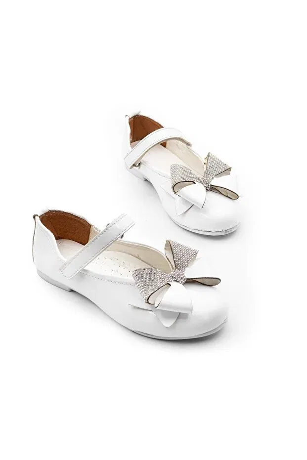 Детские балетки для девочек с бантом Lucky Collection, White