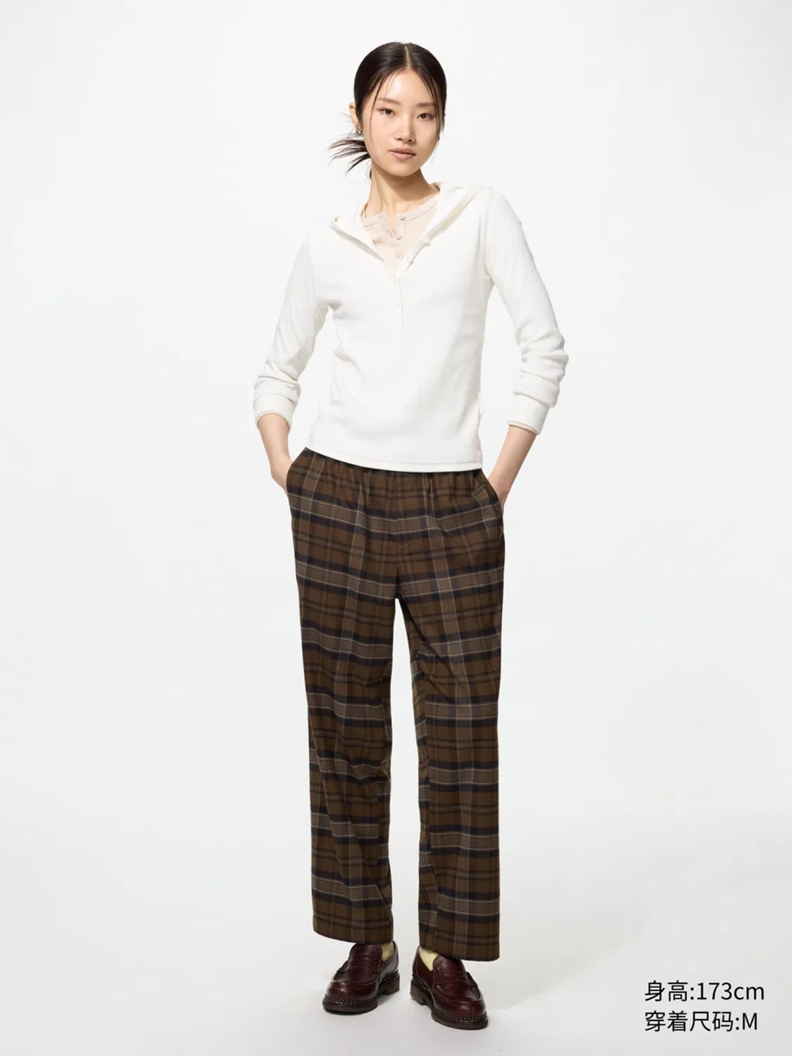 Брюки фланелевые комфортные 7/8 Uniqlo, темно-синий — фото 3