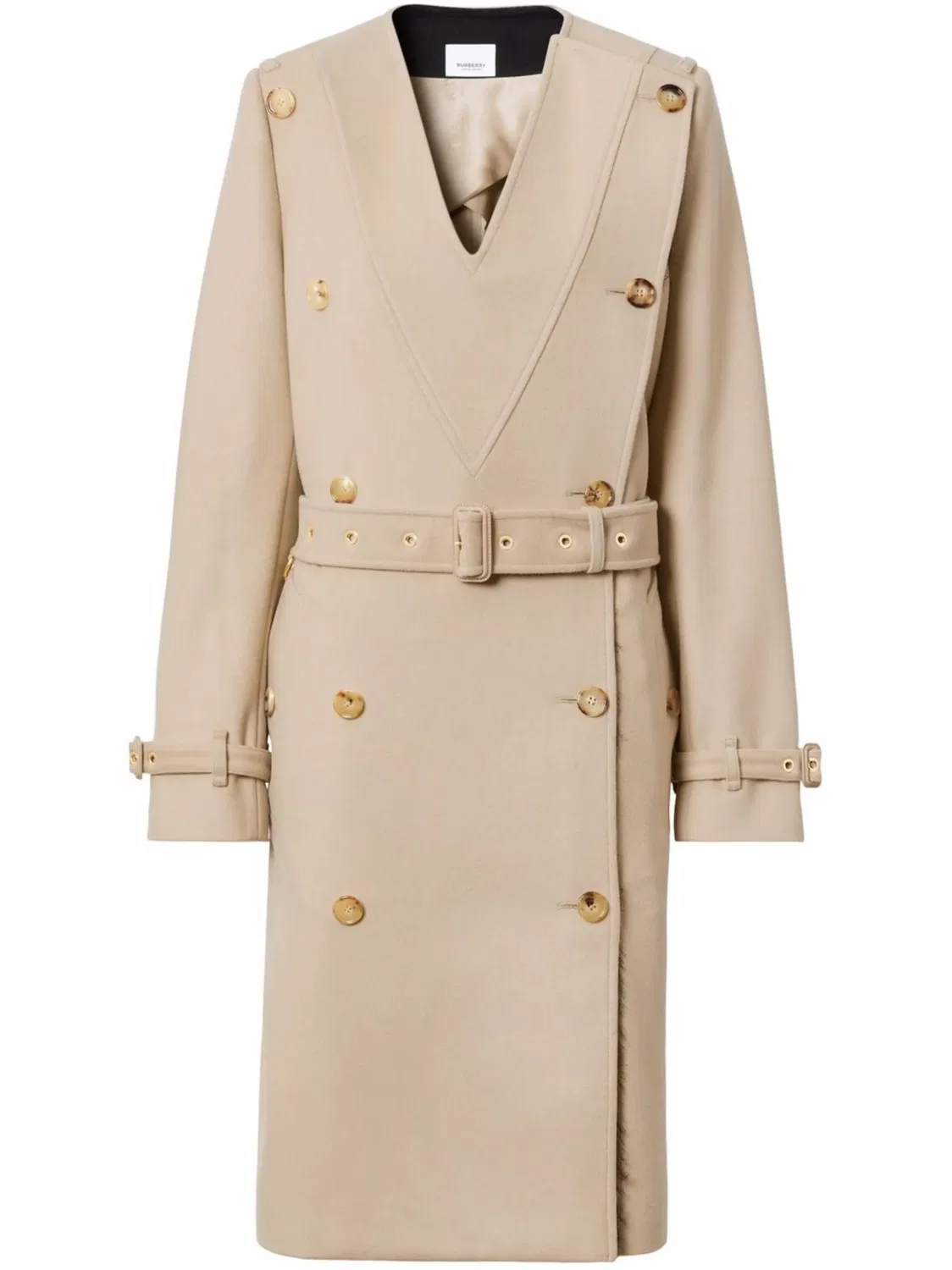 Двубортный тренч Burberry, нейтральный