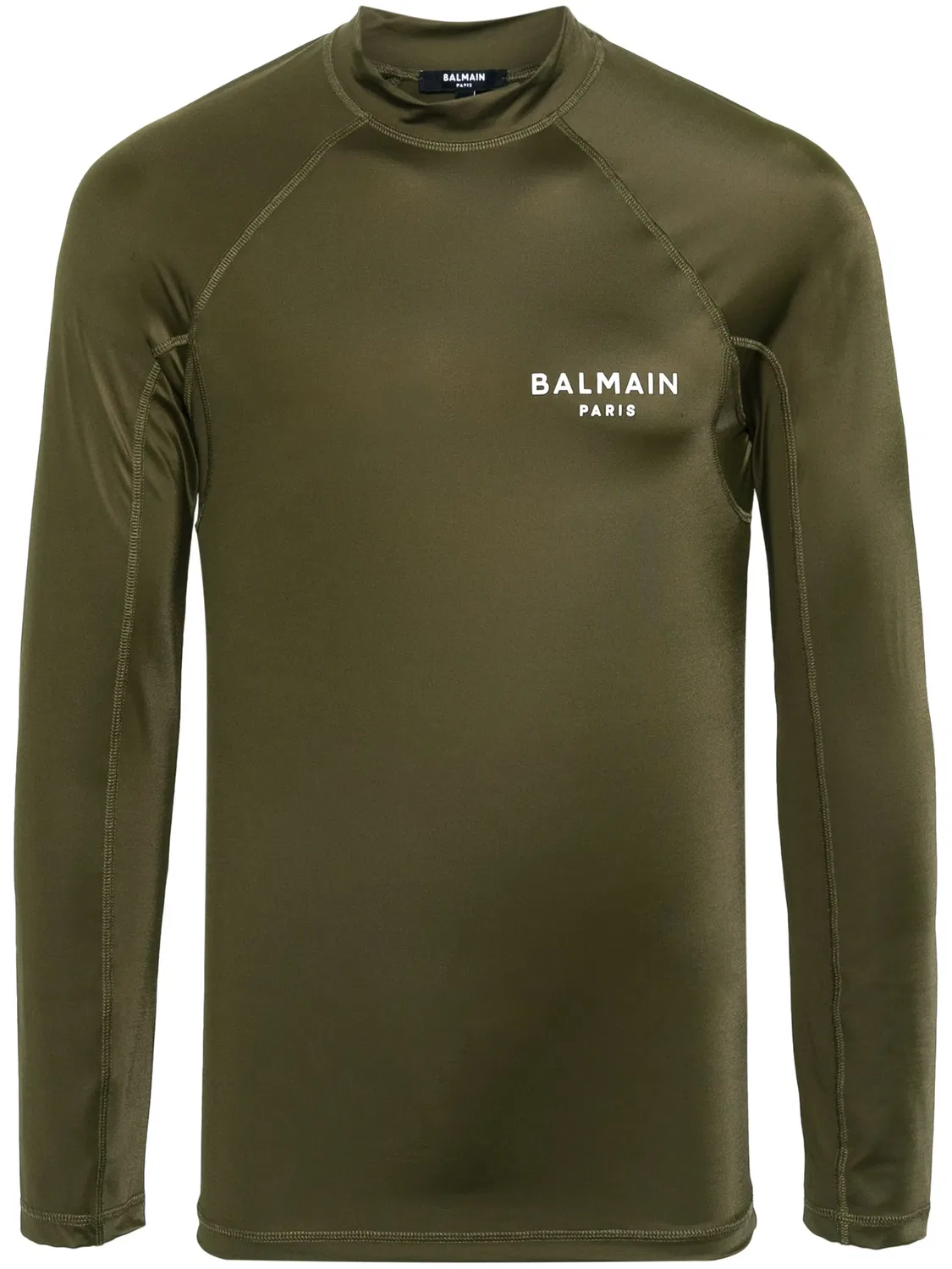Футболка с длинным рукавом с логотипом Balmain, хаки