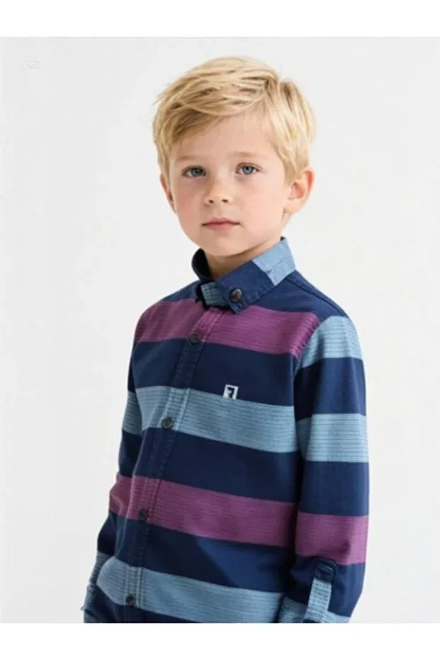 Детская рубашка для мальчиков с длинным рукавом Basics Klothy, Navy Blue
