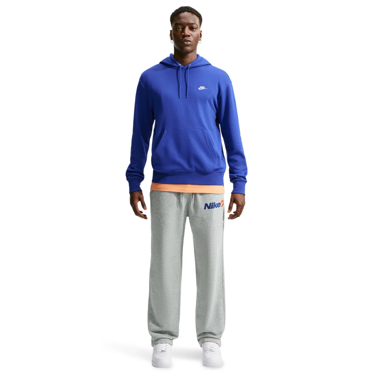 Мужское худи свободного кроя Nike Club Pullover Hoodie, White/Old Royal — фото 3