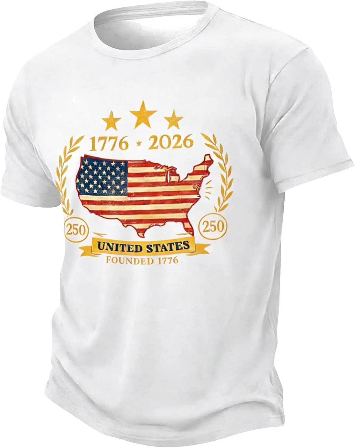 Мужская футболка с американским флагом 250th Anniversary, White