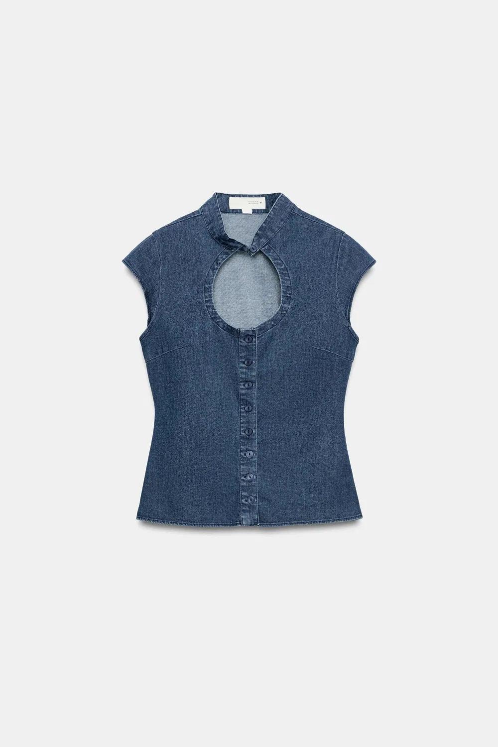 Рубашка на пуговицах с эффектом джинсовой ткани ZARA, Blue — фото 3