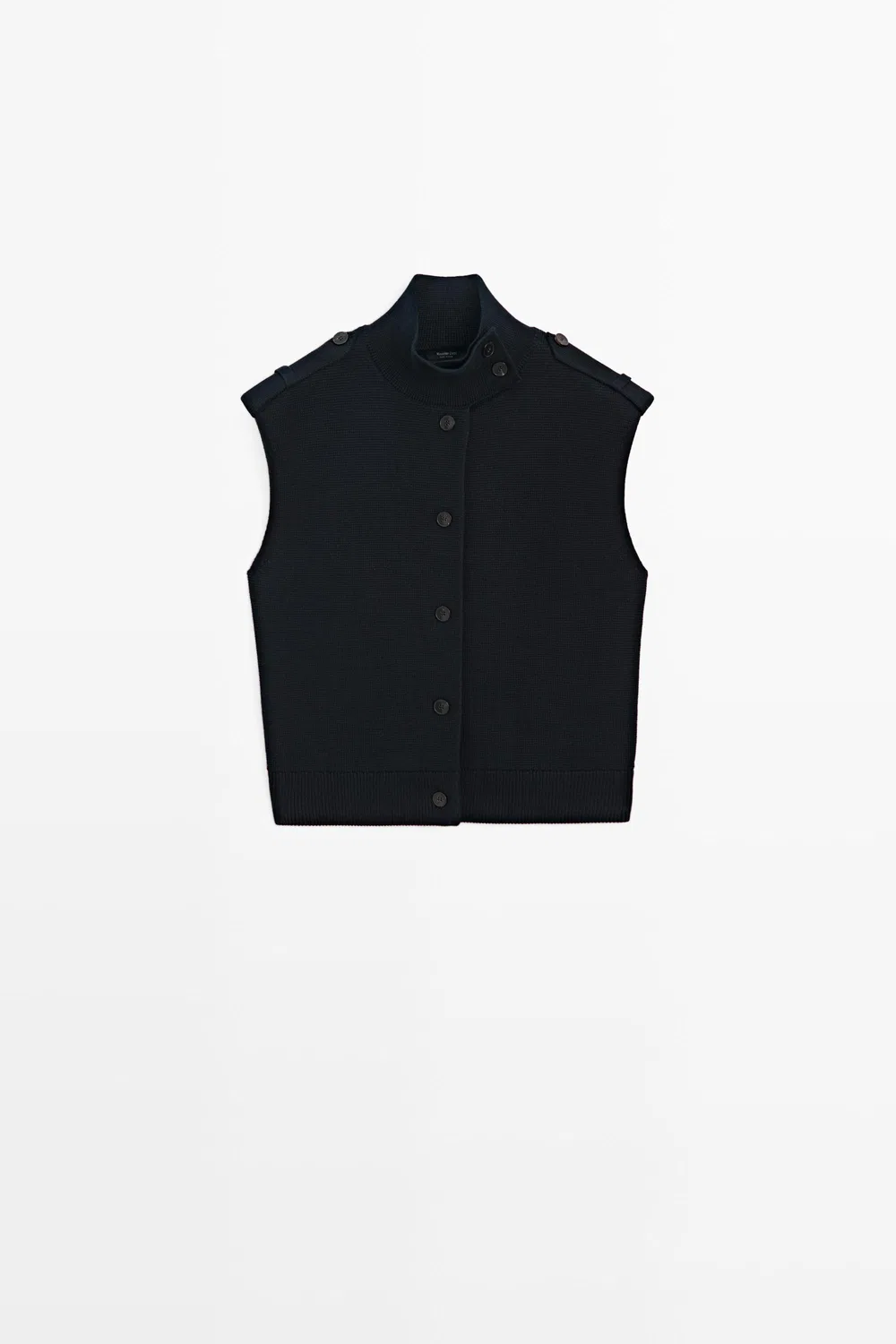 Жилет Massimo Dutti 100% Cotton Mock Neck Knit, темно-синий — фото 2