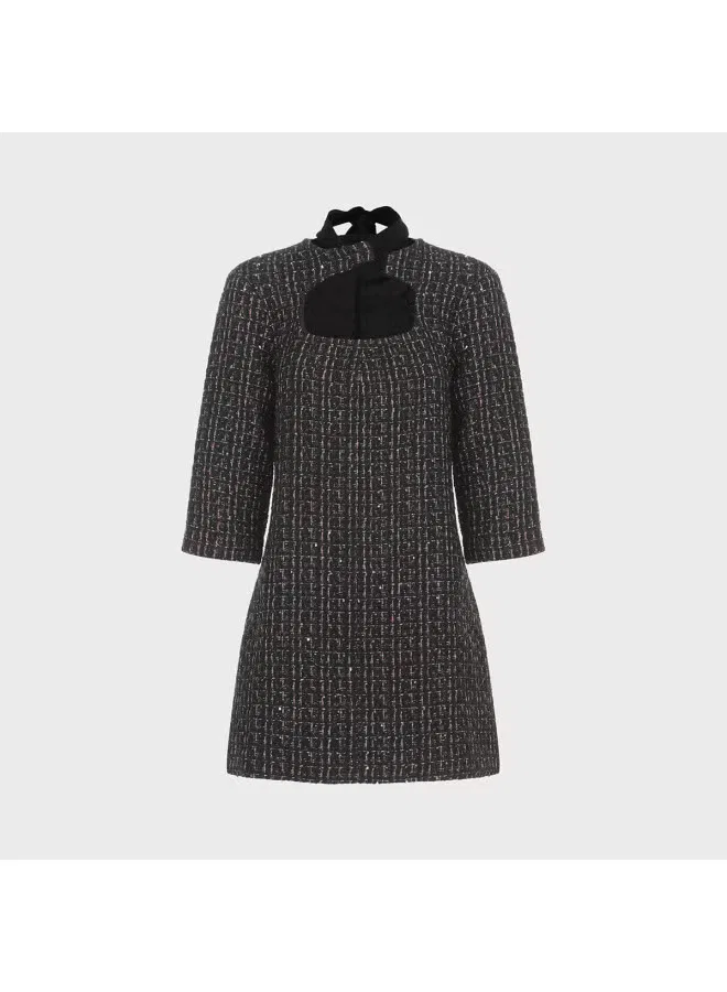Платье с ажурным воротником и пайетками Zara, черный — фото 2