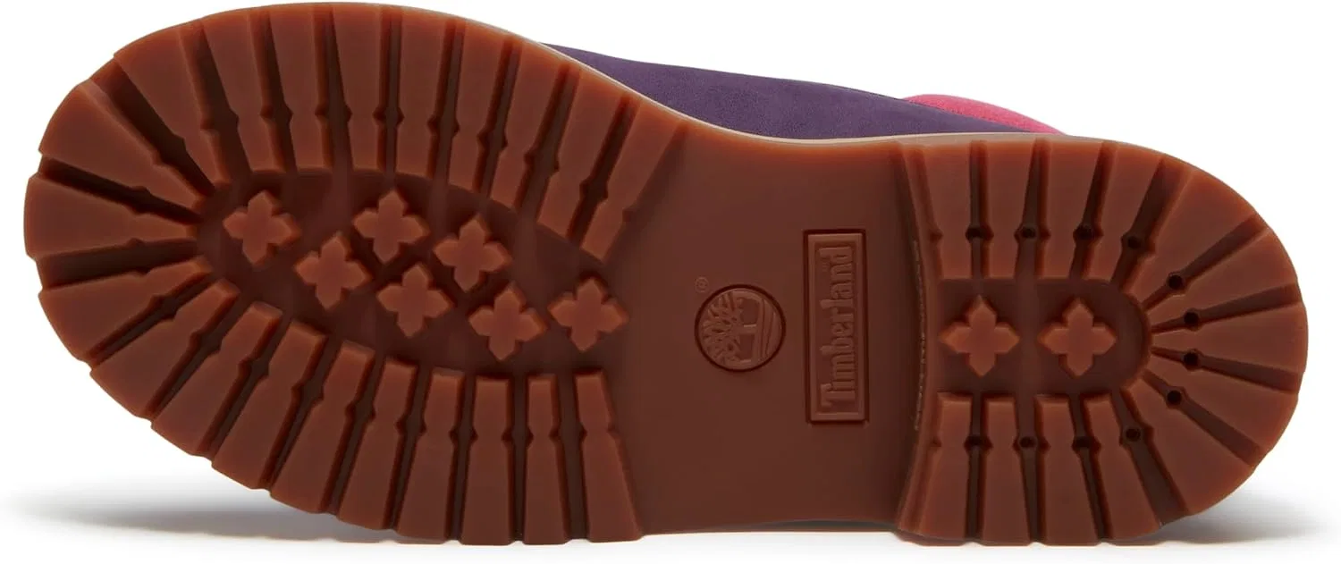 Детские ботинки для девочек водонепроницаемые Premium 6 Inch Timberland, Dark Purple Nubuck/Pink — фото 4
