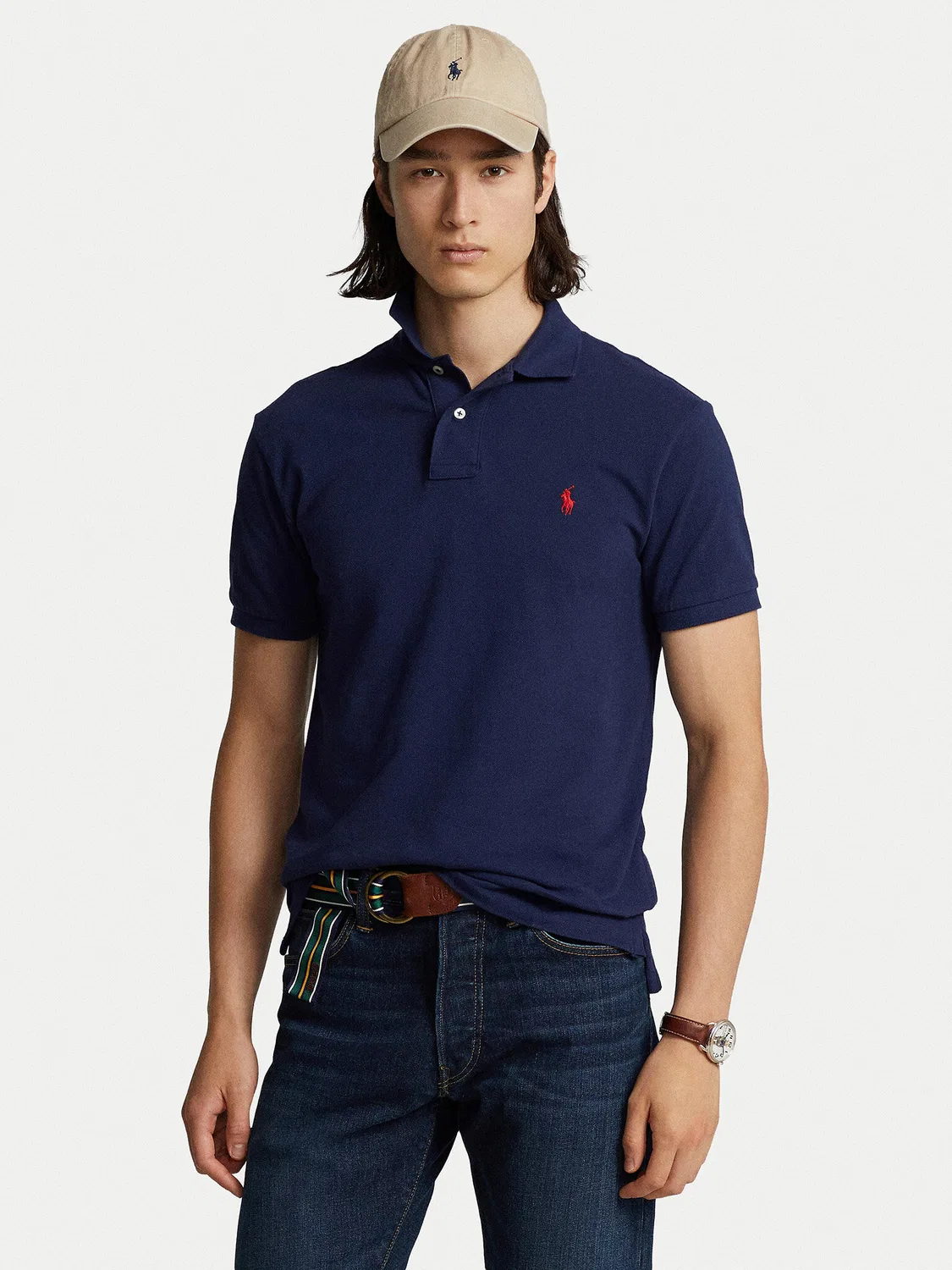 Мужское поло классического кроя Polo Ralph Lauren, темно-синий