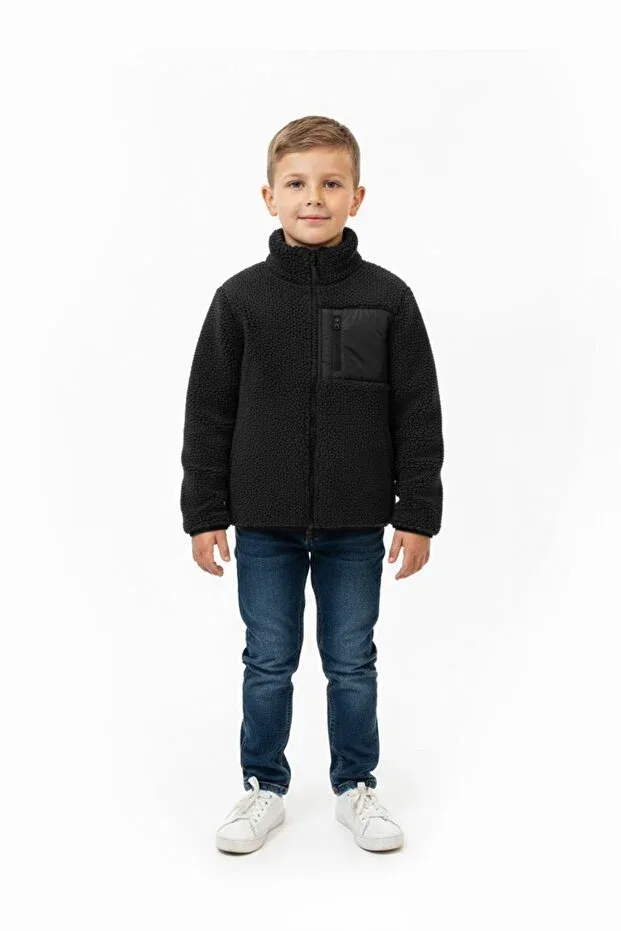 Детский кардиган на молнии из велсофта Lovexi, Black