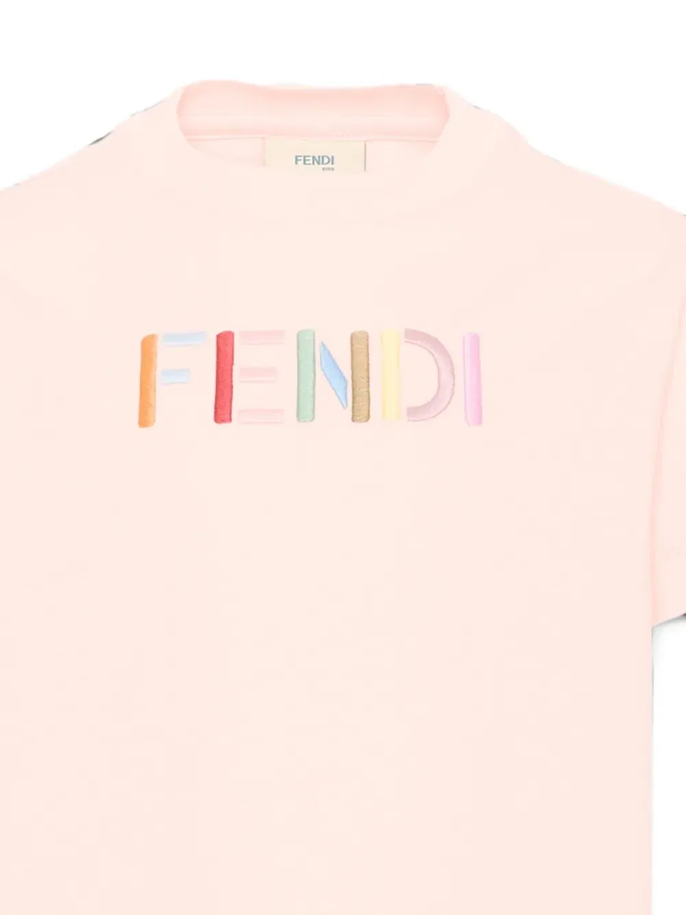 Футболка с вышитым логотипом Fendi Kids, розовый — фото 3