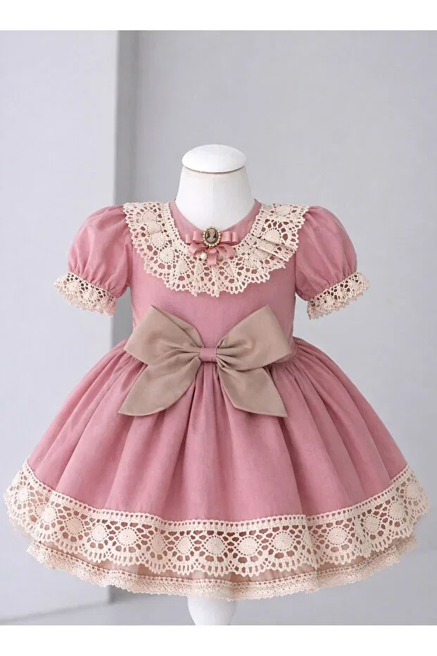 Детское платье для девочек с коротким рукавом Prenses Tasarım Atolyesi, Pink