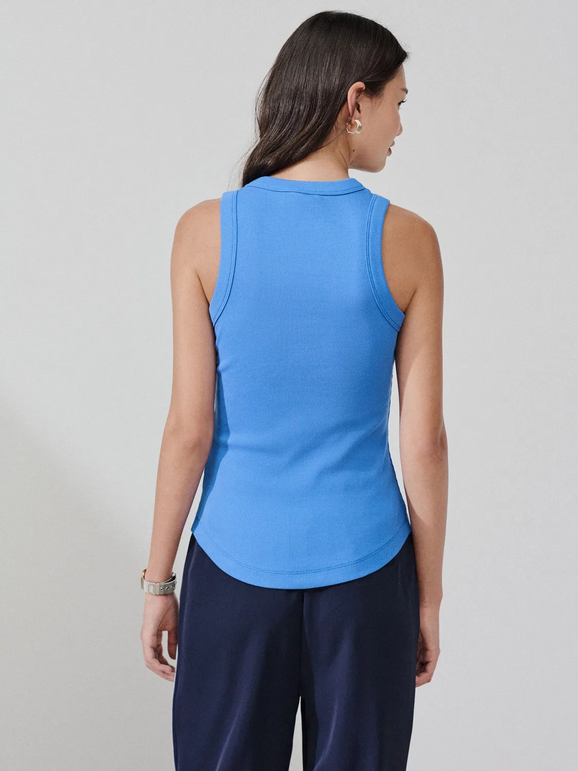 Топ без рукавов на бретелях Ribbed Racerback Next, ярко-синий — фото 2