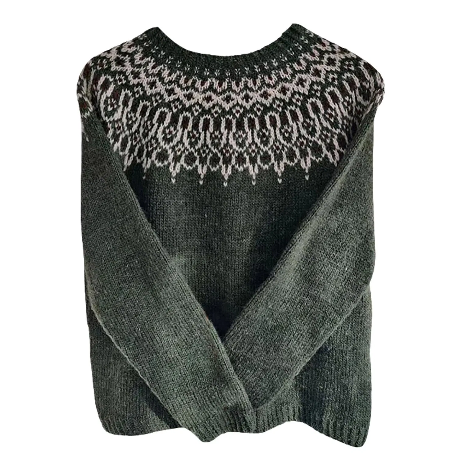 Женский свитер с принтом Fairisle, Dark Green — фото 4