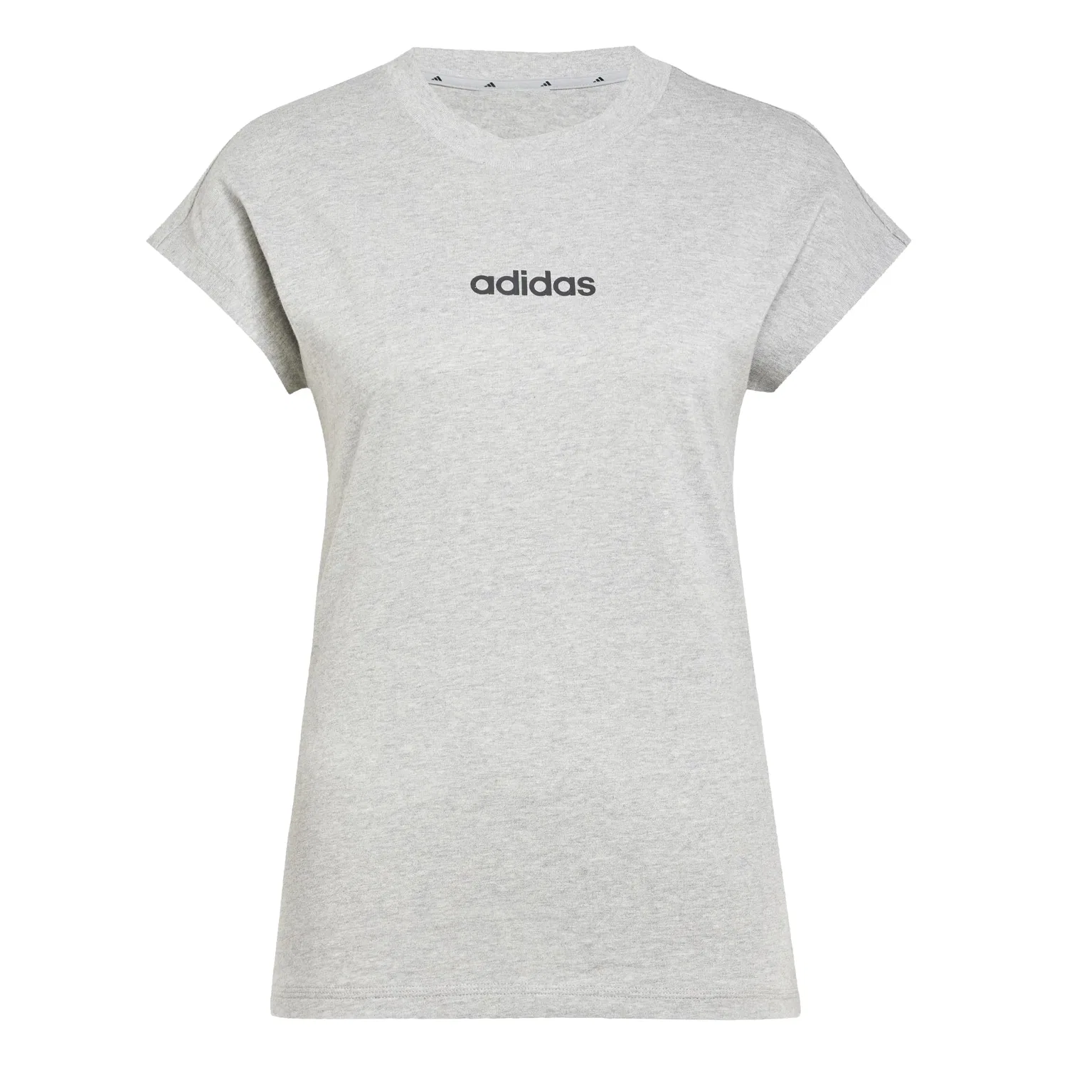 Женская хлопковая футболка Essentials Linear Cotton adidas, Medium Grey Heather/Black
