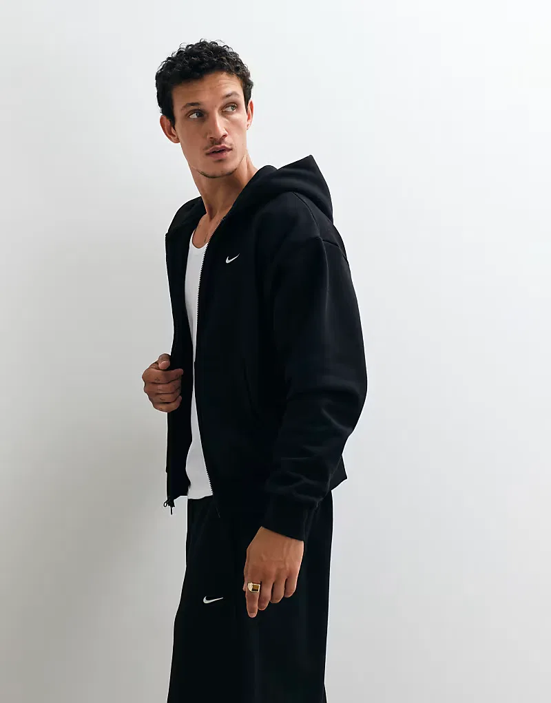 Толстовка Nike Solo Fleece оверсайз с двойной застежкой-молнией, черный — фото 4