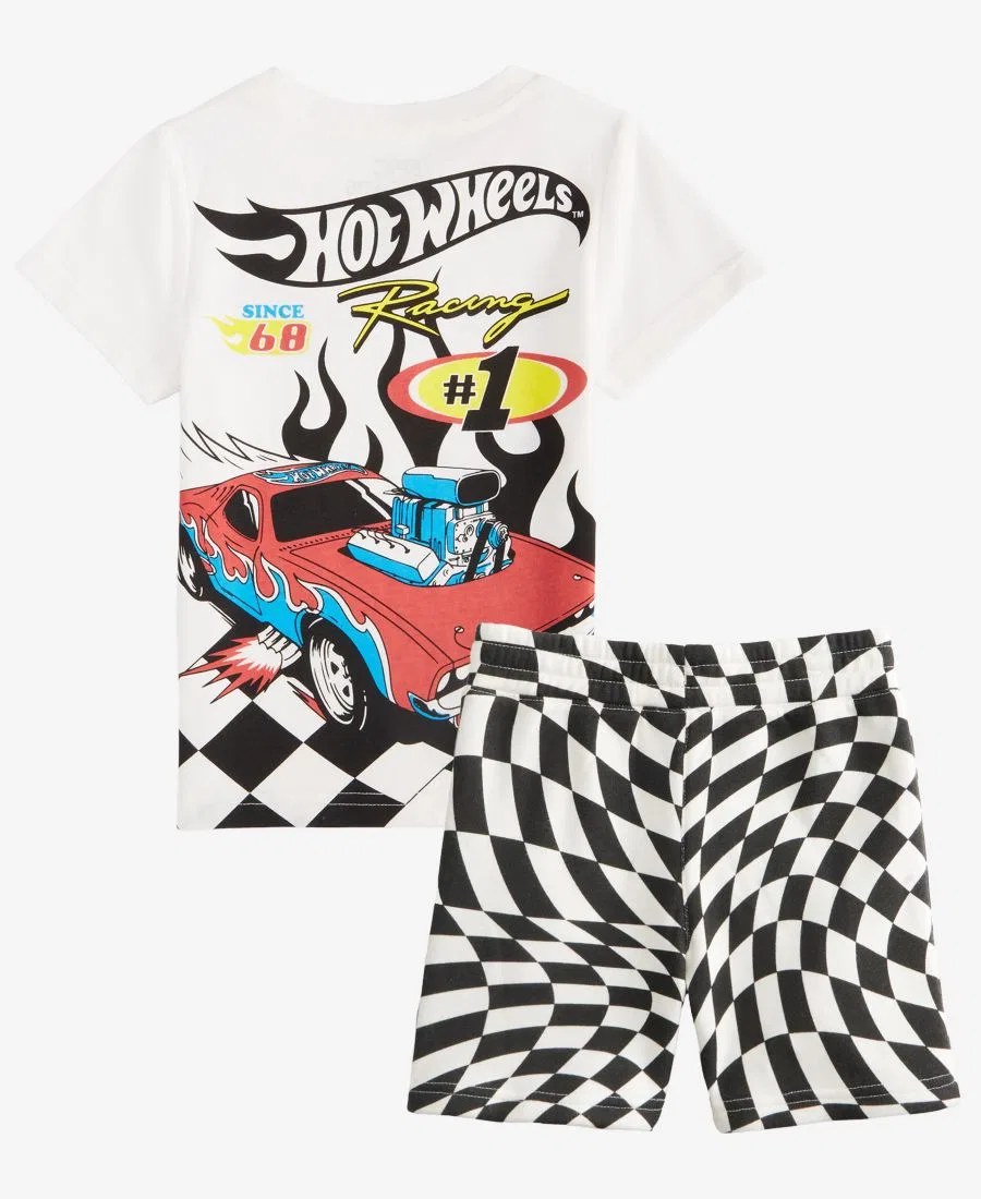 Комплект футболки и шорт для мальчика, с принтом Hot Wheels Epic Threads, Angel White — фото 2