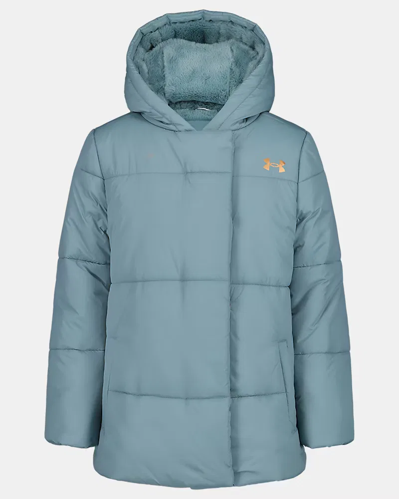 Пуховик для девочек водоотталкивающий UA Edie UnderArmour, Serpentine/Metallic Rose Gold