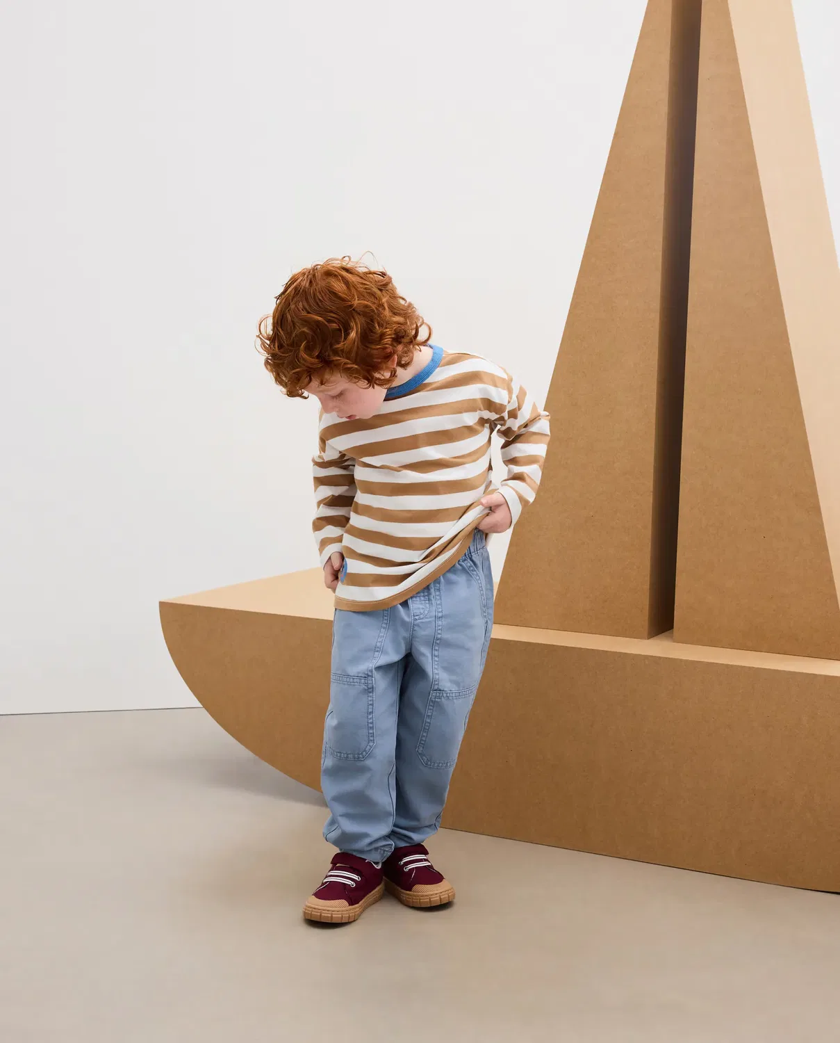 Детская футболка с длинным рукавом в полоску Kids El Corte Inglés, Marrón — фото 2