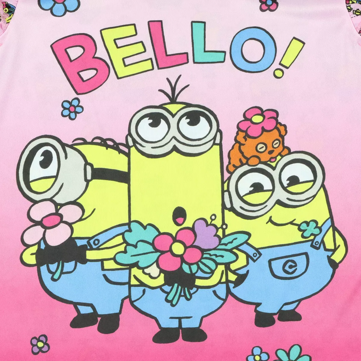 Детский комплект пижамы для девочек с воланами на рукавах Flower Bello! Minions Despicable Me, Pink — фото 4