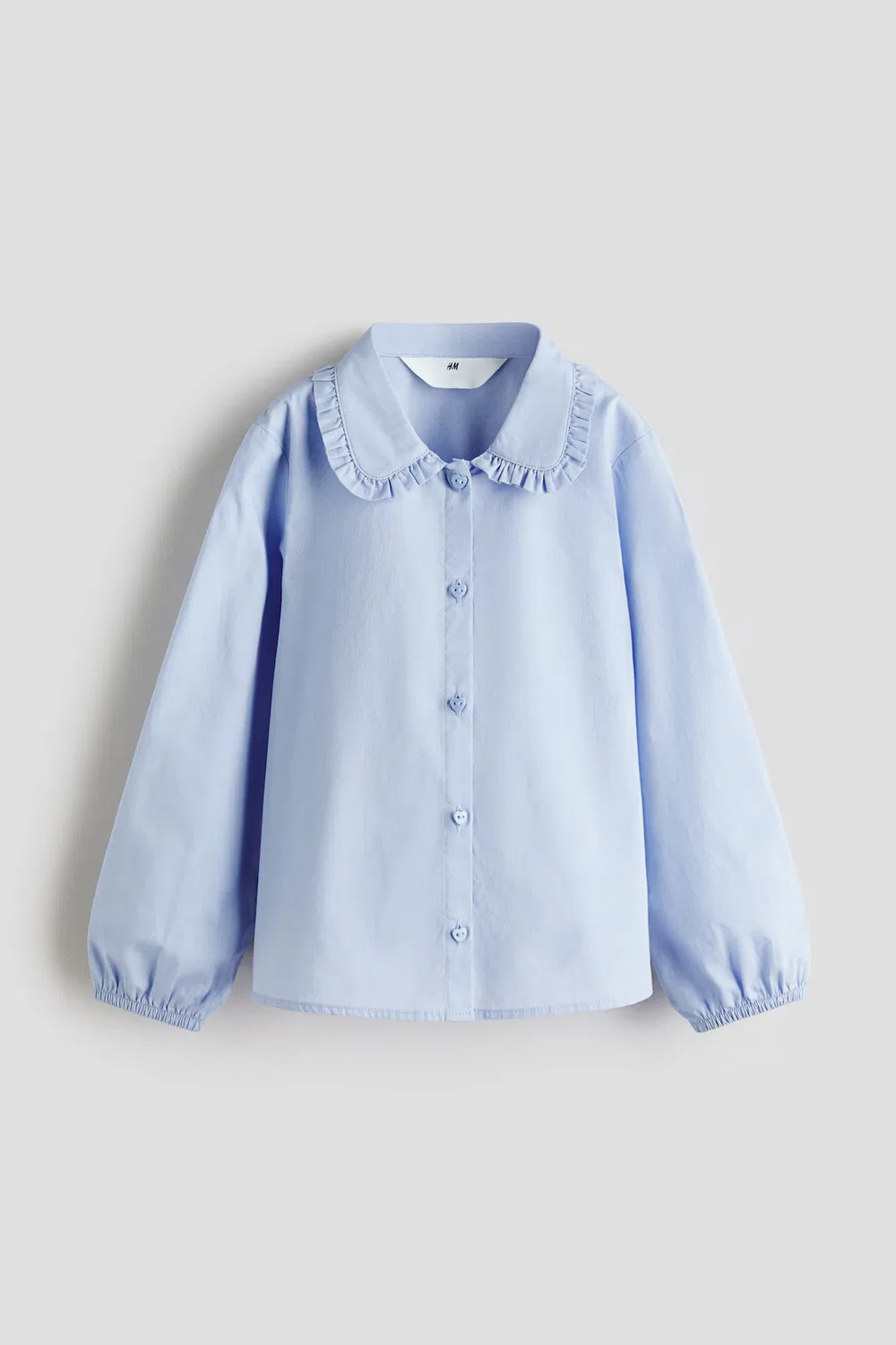 Хлопковая блузка с воротником H&M, Hellblau — фото 4