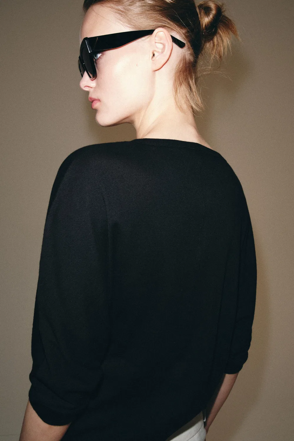 Хлопковая футболка Henley ZARA, Black — фото 3