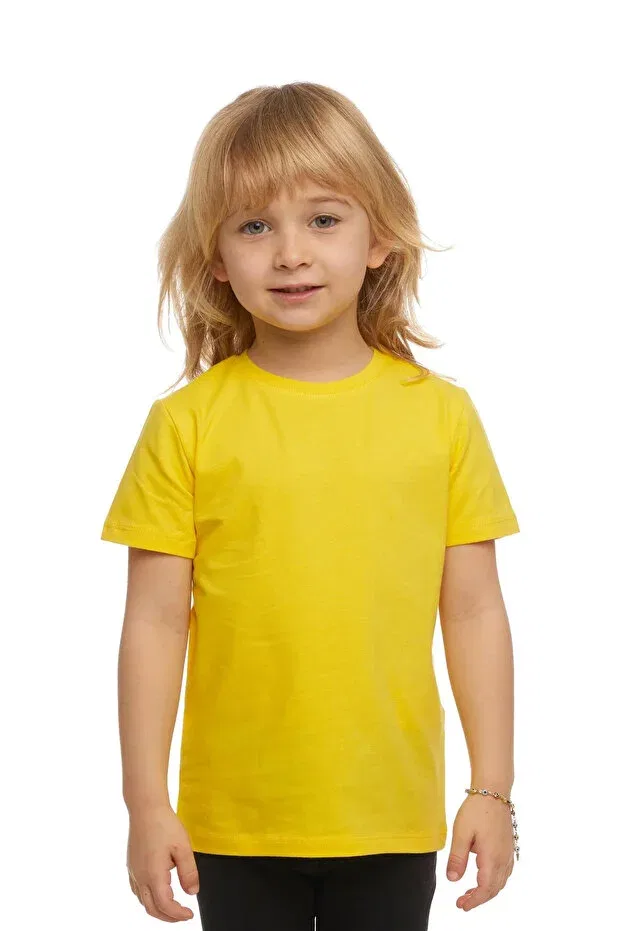 Детская футболка для мальчиков хлопковая Hand Children's Solid Yellow Tünel Moda, Yellow — фото 2