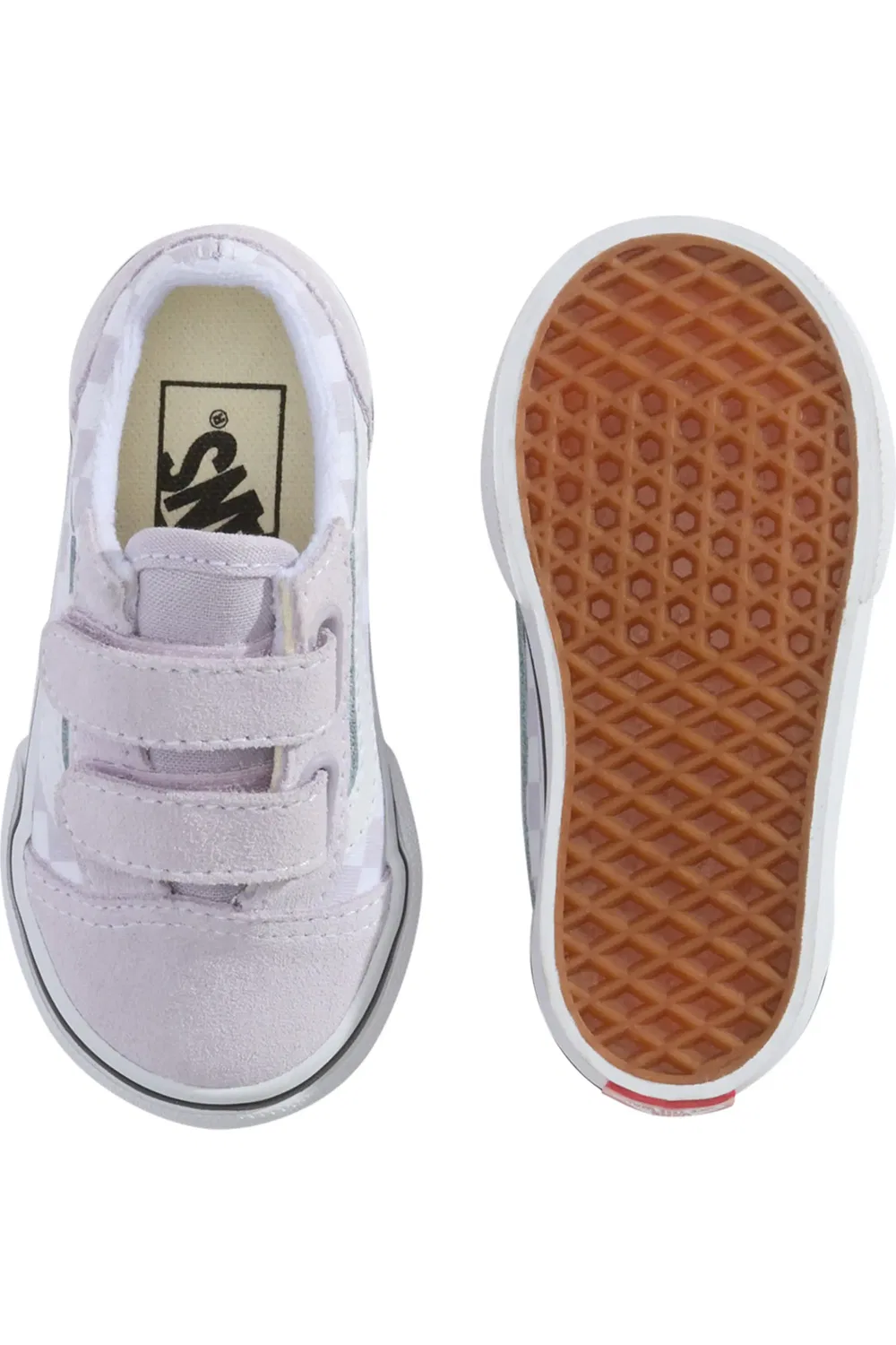 Детские кеды на липучках с блестками Old Skool Vans, Checkerboard Lilac Mist — фото 3