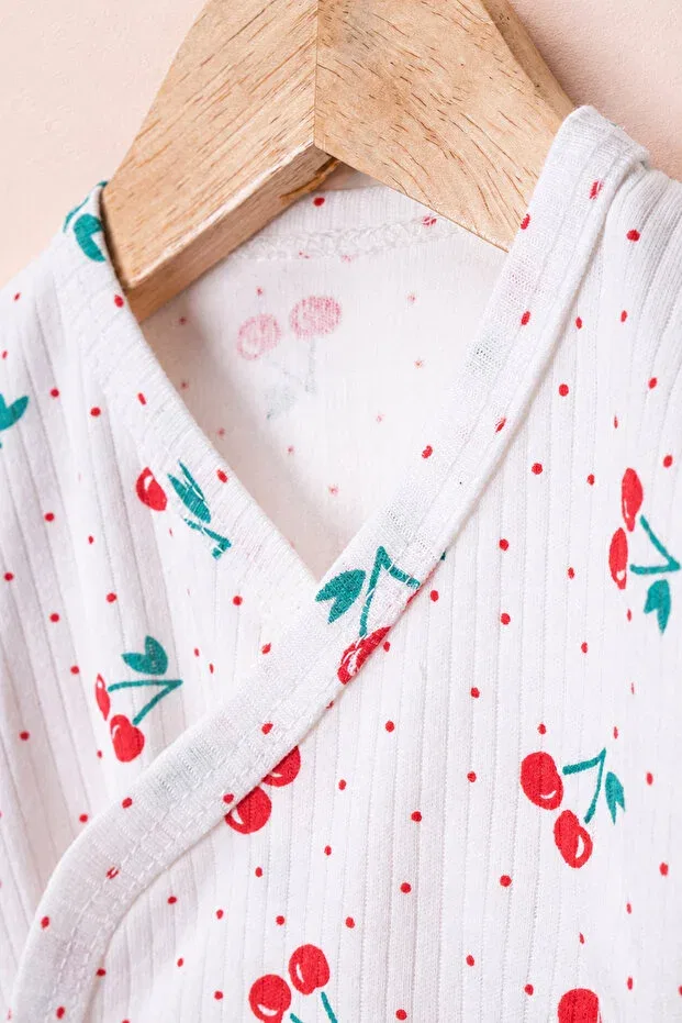 Детский комплект одежды для новорожденных с принтом Newborn baby cherry patterned Minilora, White — фото 3