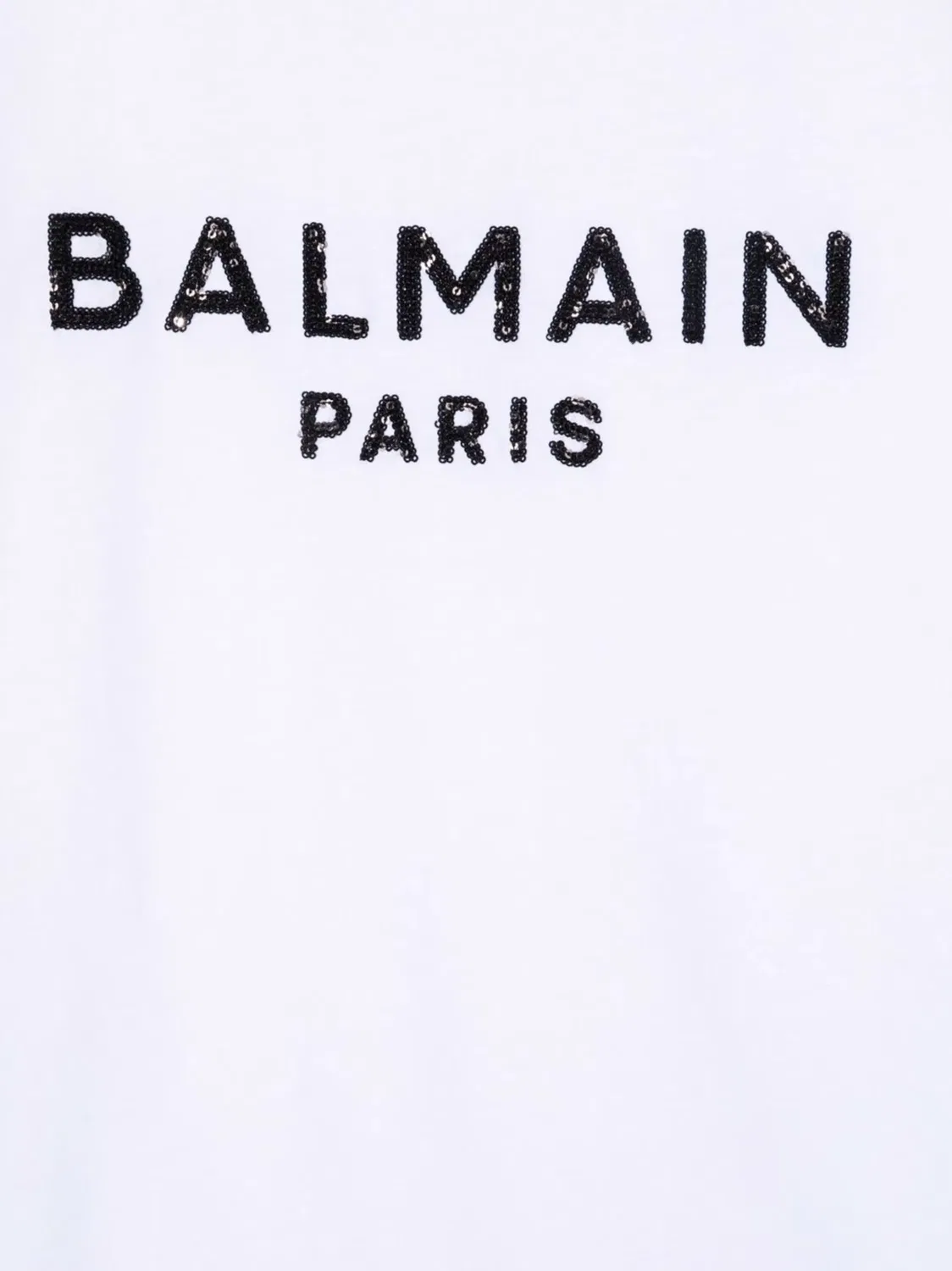 Платье‑футболка с логотипом из пайеток Balmain, белый — фото 2
