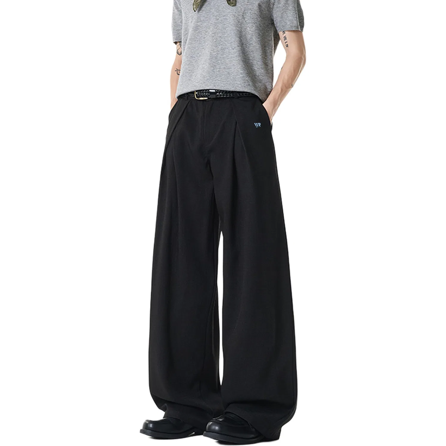 Детские брюки прямого кроя с широкой штаниной Suit Pants WARRIOR, Black (DIY Badge) — фото 3