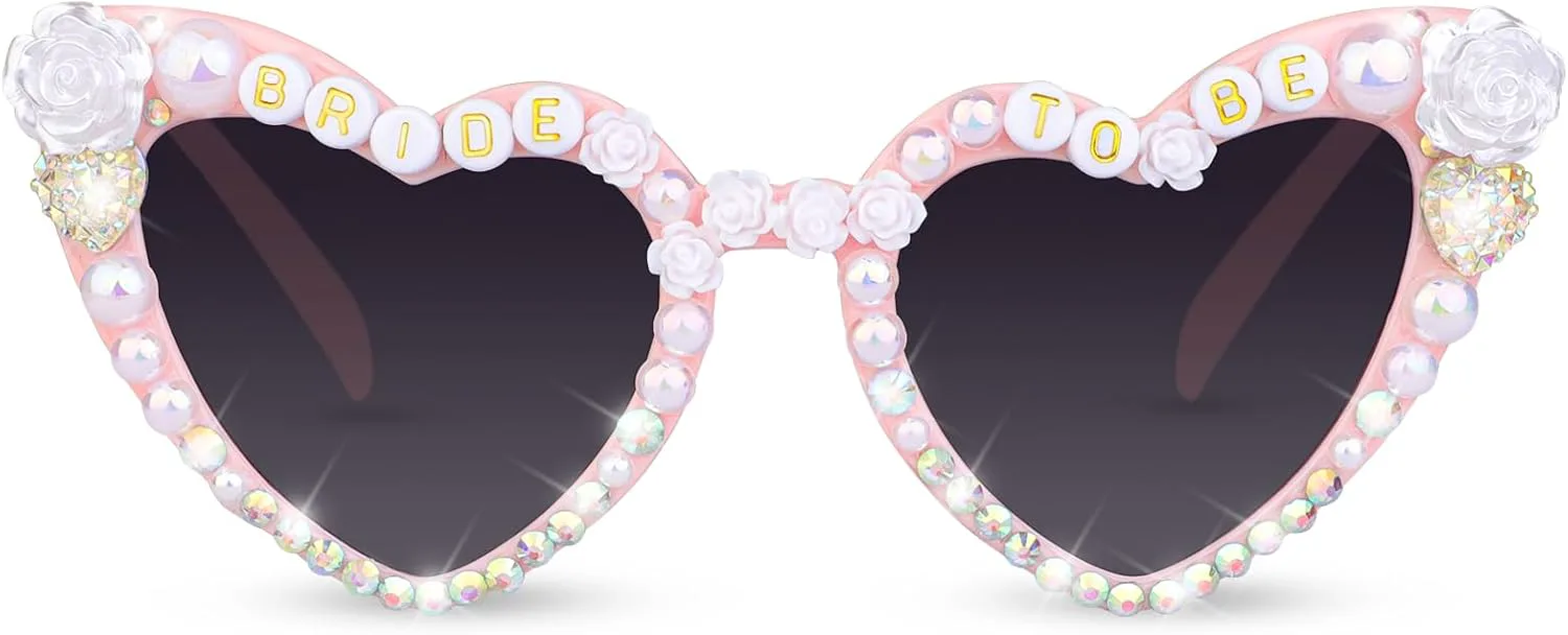 

Солнцезащитные очки для невесты на девичник, белые очки в форме сердца, подарок для невесты, аксессуары для девичника, сувениры для вечеринки Suwaoo, Pink