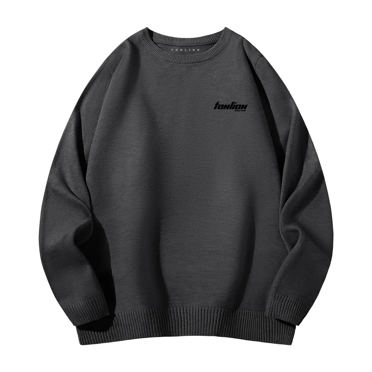 Детский пуловер без гендера с принтом Tonlion, Deep Gray (Tn American Tang Lion Black Chest Mark)