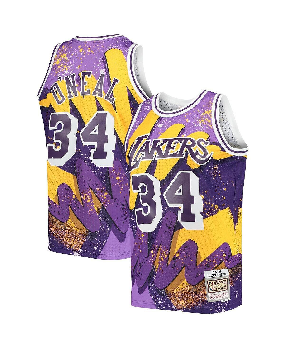 

Мужская футболка shaquille o'neal purple los angeles lakers hardwood classics 1996-97 hyper hoops swingman jersey Mitchell & Ness, фиолетовый