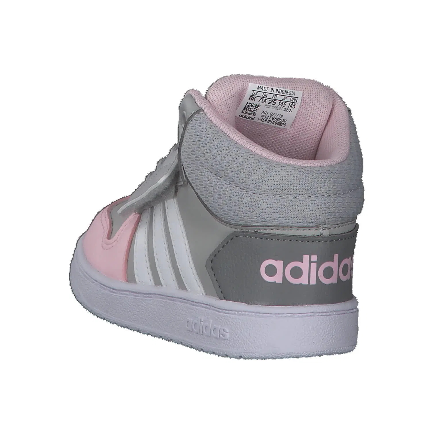 Детские кроссовки для мальчиков синтетические Hoops Mid 2.0 I Adidas, Grey Two Ftwr White Clear Pink — фото 4