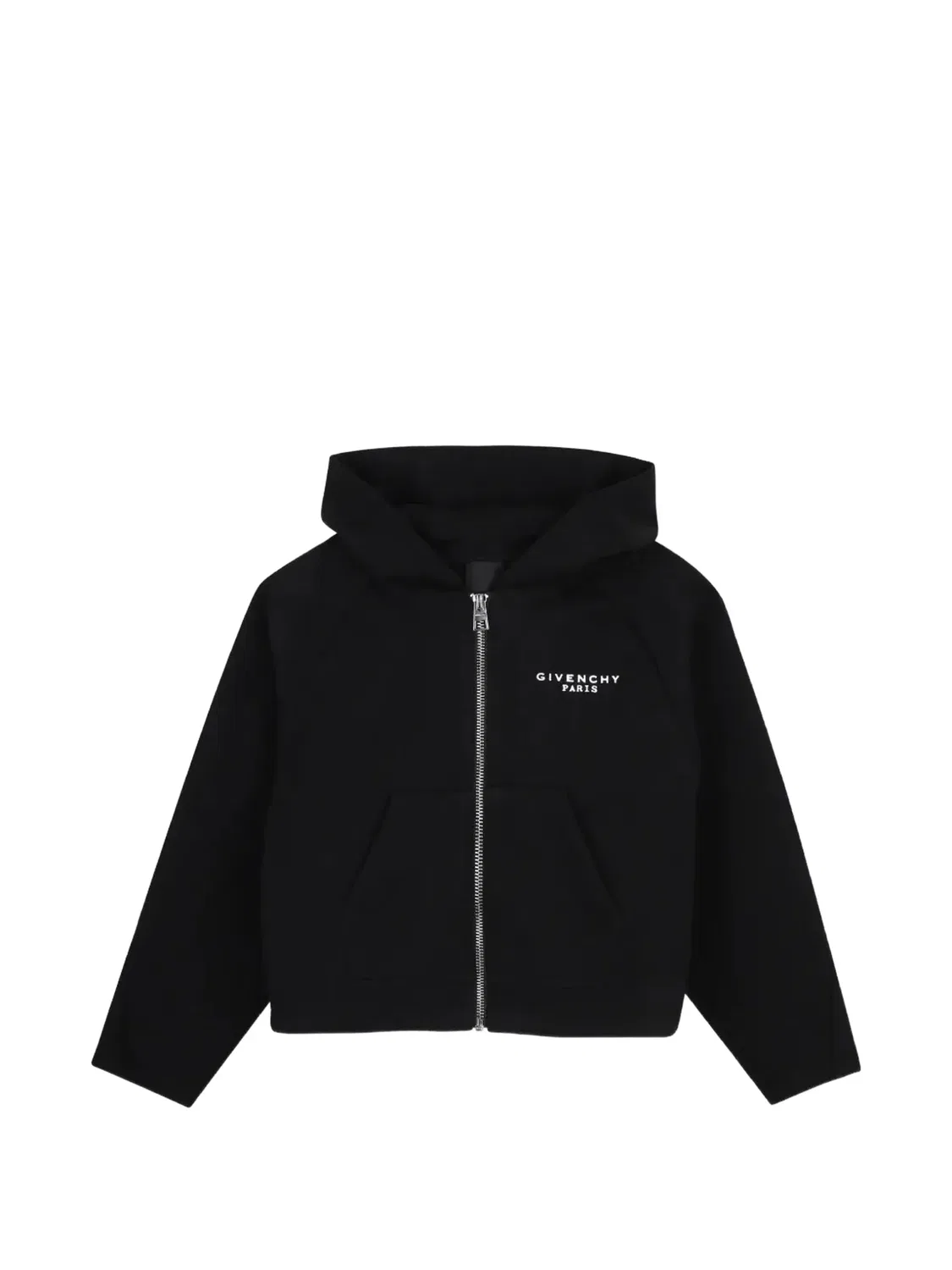 Хлопковое худи на молнии с логотипом, черное Givenchy, черный