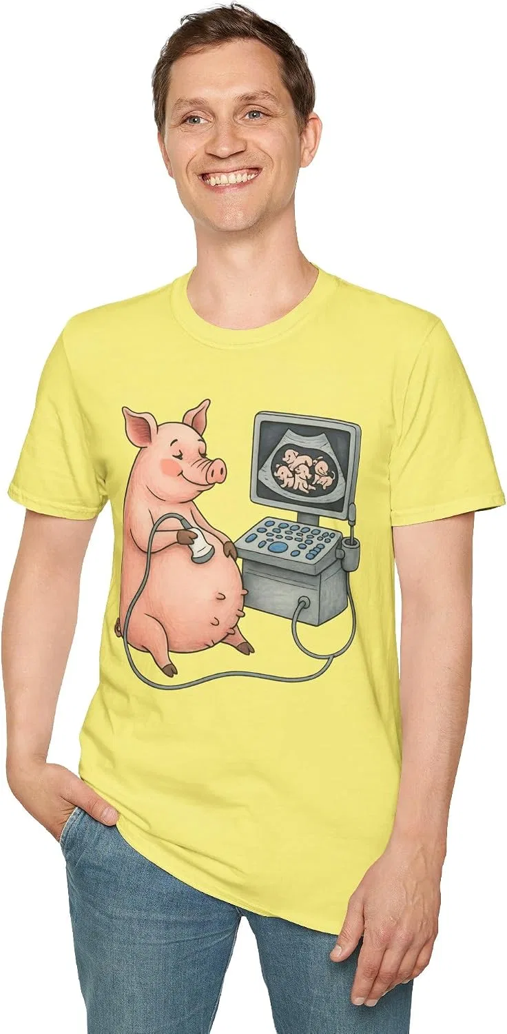 Женская футболка с принтом Pregnant Pig Ultrasound Shirt, Cornsilk — фото 4
