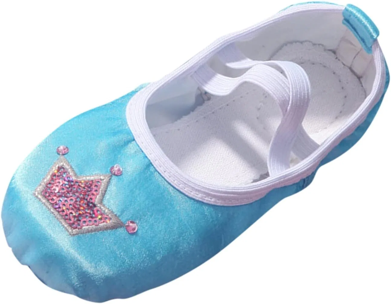 Детские балетки для девочек с принтом Performance Satin Dance Practice Slippers Split Sole Soft Leather Flat Yoga Gymnastics Shoes, Blue