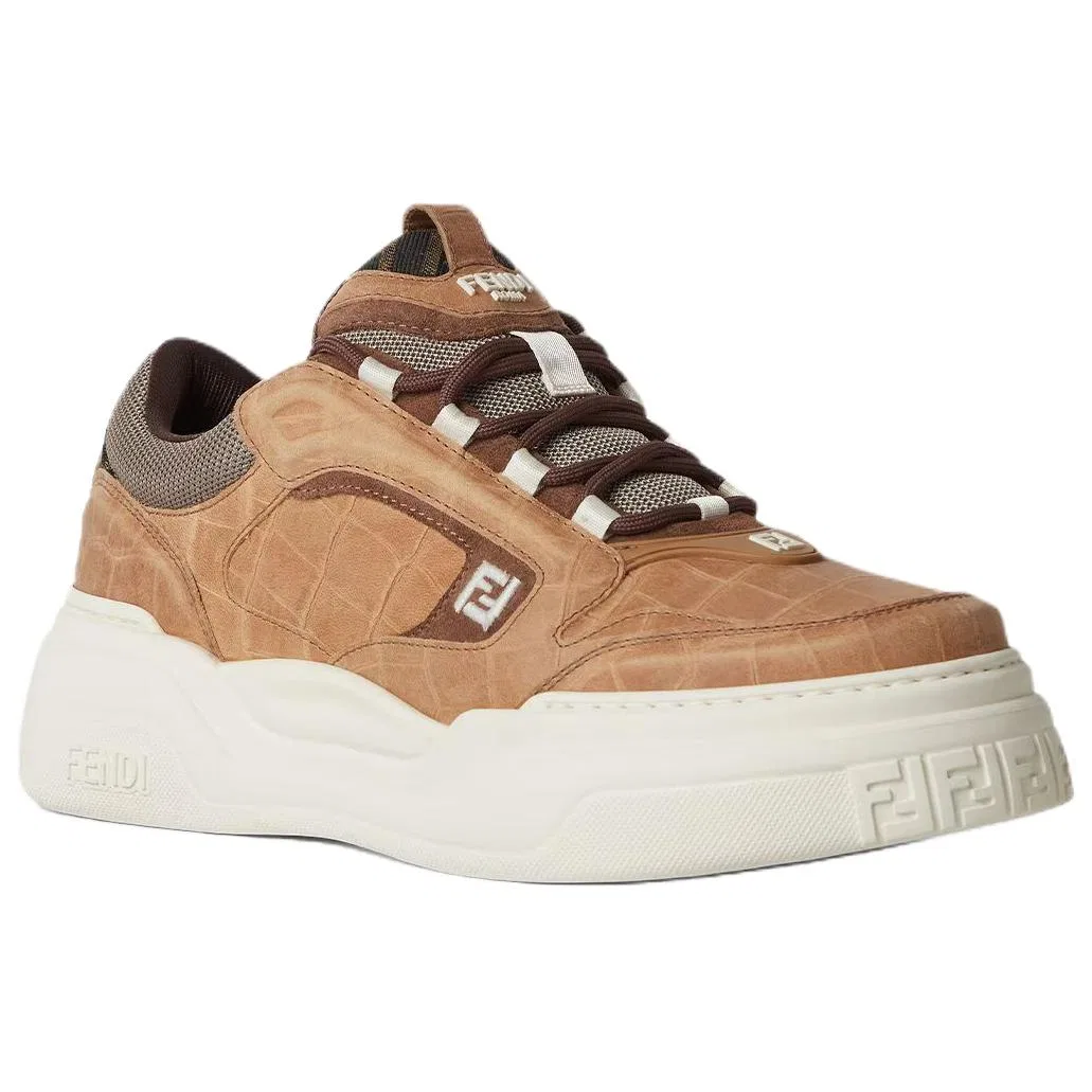 Кроссовки низкие FENDI Force Low Top бежевые — фото 4
