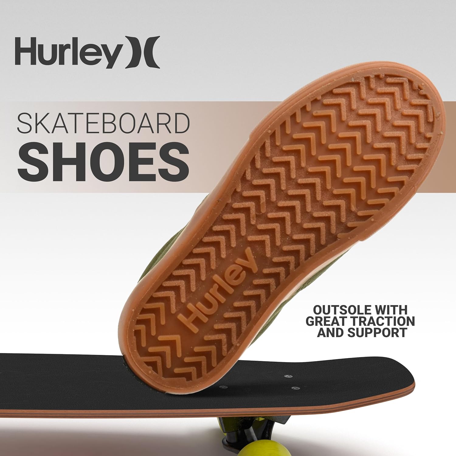 Детские кеды Hurley Marley на шнуровке - низкие кроссовки для скейтбординга для детей, спортивная обувь для мальчиков и девочек, бежевый/хаки — фото 4