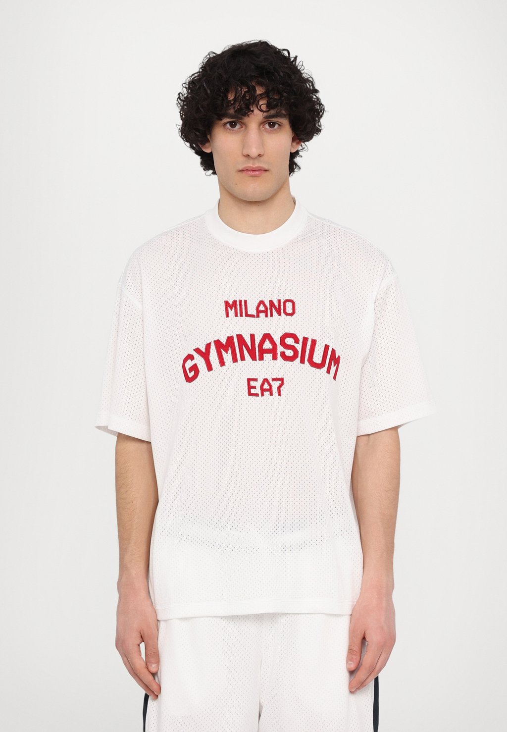 

Футболка с принтом EA7 Emporio Armani, белый деним