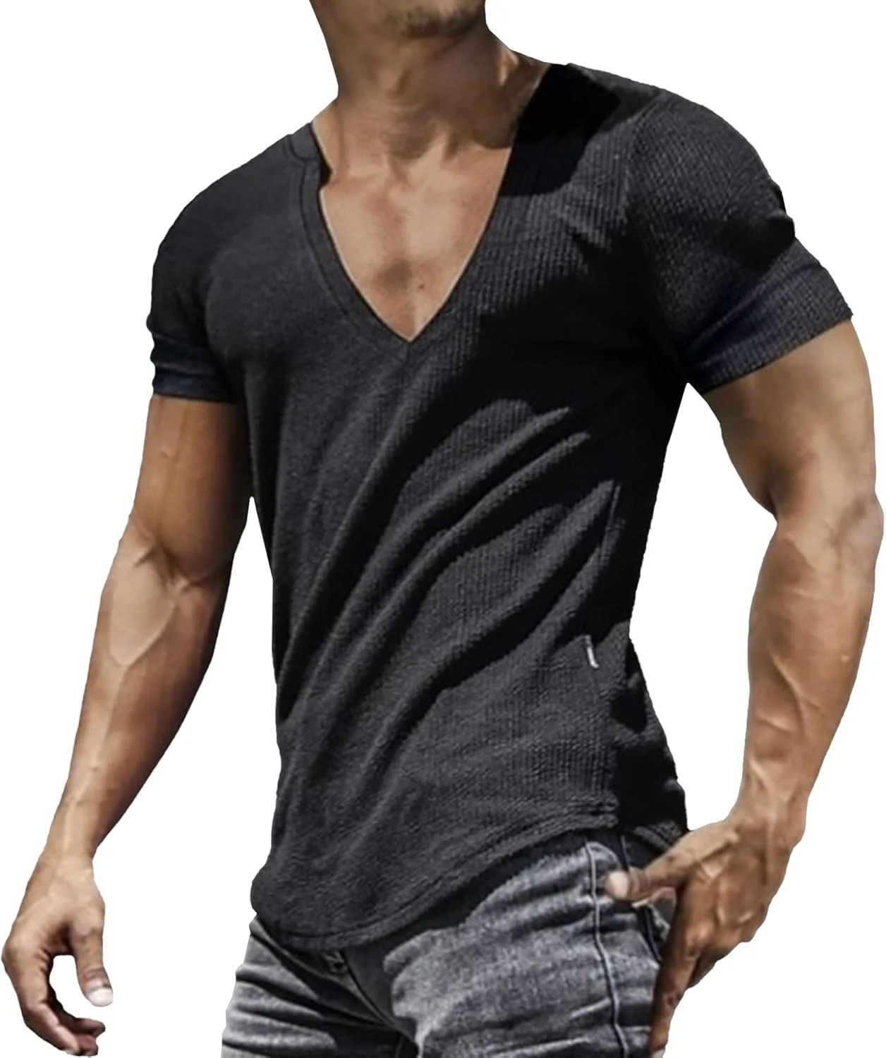 

Майифу-GJ мужская летняя футболка с V-образным вырезом Casual Fashion дышащая Maiyifu-GJ