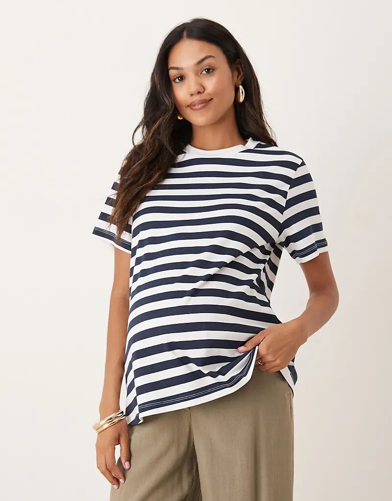 

Футболка ASOS DESIGN Maternity прямого кроя в темно-синюю полоску Asos Maternity