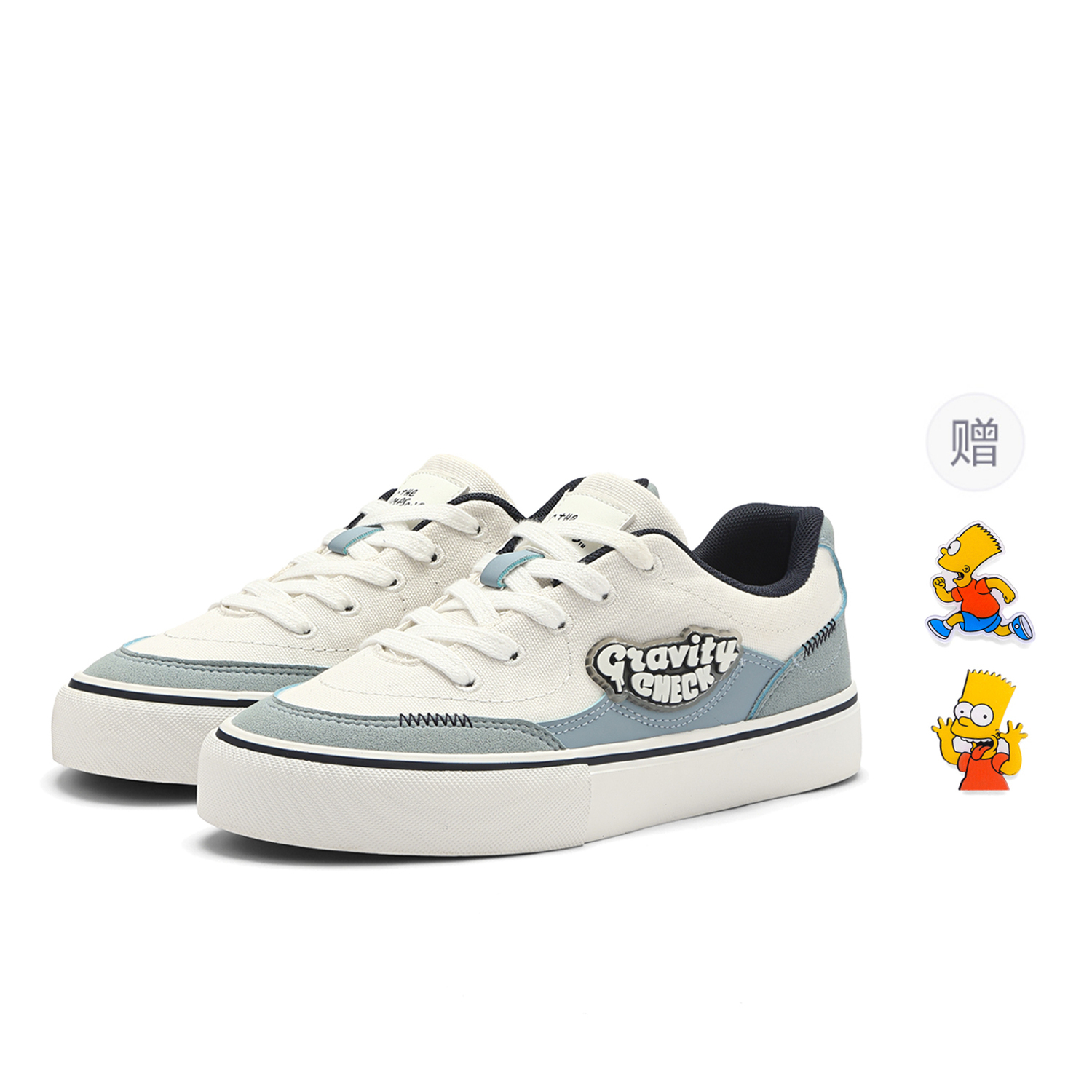 

The Simpsons Низкие кеды из холста унисекс бежево-голубые [бесплатные пряжки для обуви 1 пара], цвет Beige Blue[Free Shoe Buckles 1 Pair]