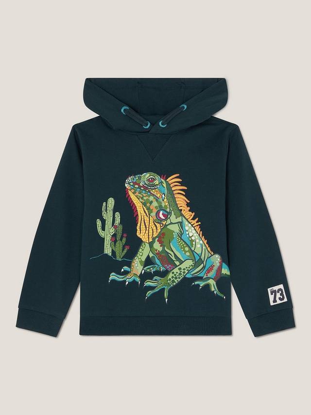 

Детский хлопковый худи с игуаной Monsoon, Navy