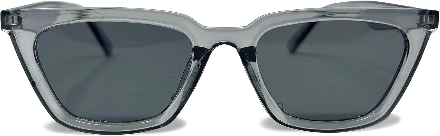 

Женские солнцезащитные очки Funky Junque в форме «кошачьих глаз», модные, винтажные, маленькие, узкие, квадратные, в стиле ретро, ​​подарки, Grey Crystal Frames/Lt. Grey Lenses