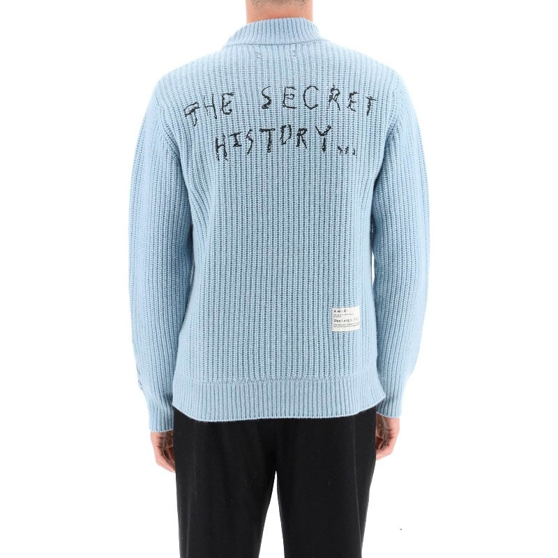 

Свитер из кашемира мужской светло-голубой AMIRI