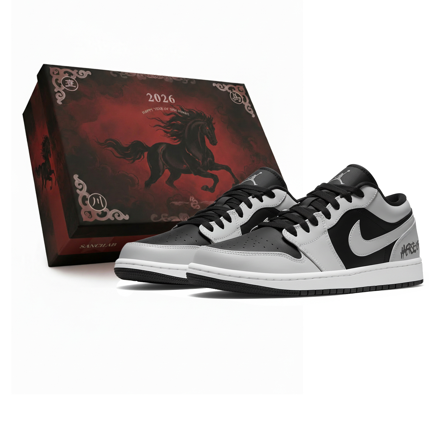 

Jordan Детские баскетбольные кроссовки Air 1 из синтетической кожи с противоскользящим и износостойким покрытием, низкие, серые